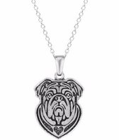 Zilverkleurige ketting met bedel Bordeauxdog