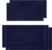 Lumaland - Handdoeken set - 2 Badhanddoeken & 2 handdoeken - 100% katoen - Donkerblauw