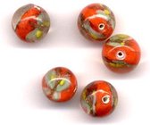 30 Stuks Hand-made Jewelry Beads - Oranje en Wit Design