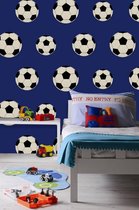 Voetbal Behang Blauw 53cm Breed 10m lang