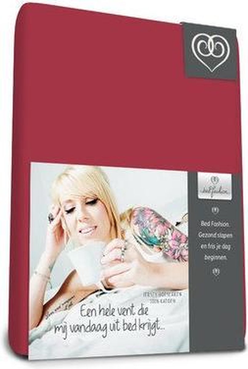 Bed-Fashion Jersey Hoeslaken - 180 x 220 cm - Warm Rood