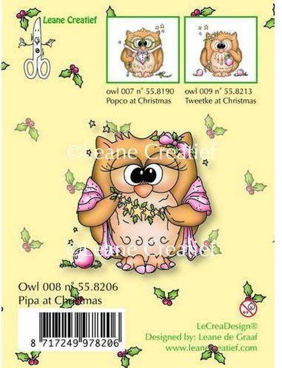 Leane Creatief - stempel Owl Pipa at Christmas 55.8206