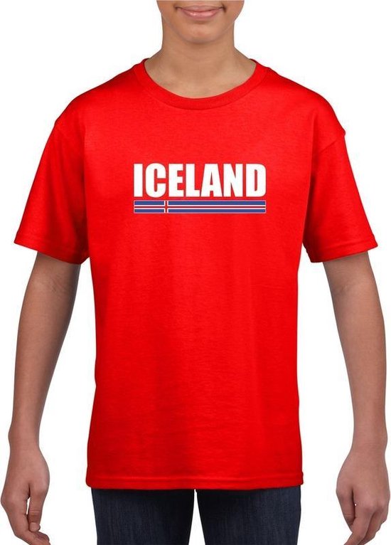 Rood IJsland supporter t-shirt voor kinderen 158/164