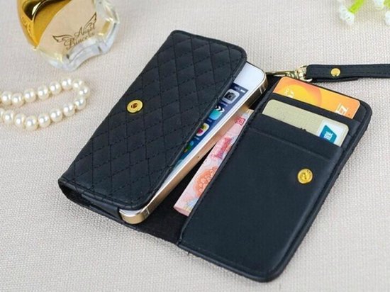 Defilé Vijf schrijven Smartphone (hand) tasje maat XL, Stijlvolle telefoon hoes, wallet hoesje  met Chanel... | bol.com