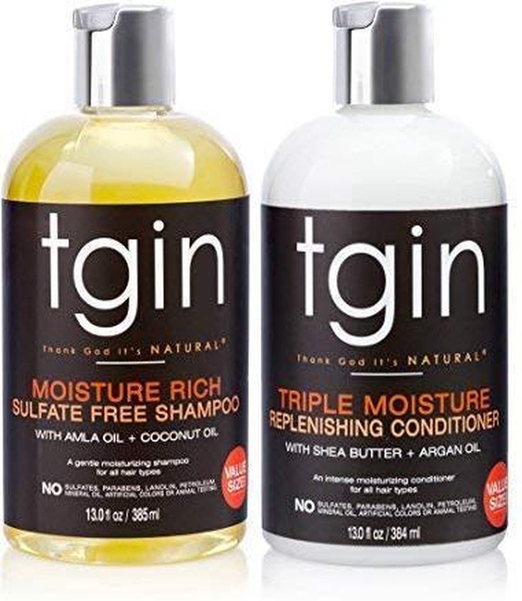 TGIN Shampoo + Conditioner Duo For Natural Hair - Dry Hair - Curly Hair