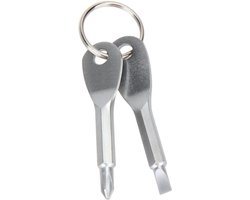 Sleutelhanger met gereedschap - schroevendraaiers - kruiskop en platkop - Gadget voor klussers - grijs