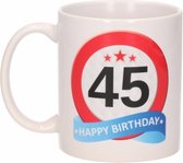 Verjaardag 45 jaar verkeersbord mok / beker