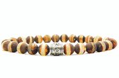 Beaddhism - Armband - Matt Brown Striped Dzi - Guru -8 mm - 17 cm