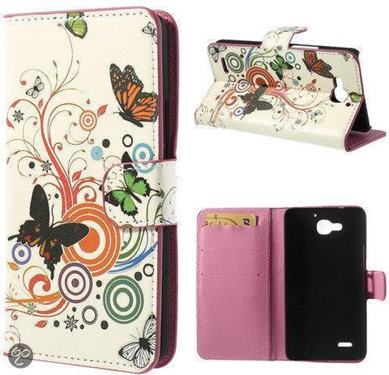 Huawei Honor G750 hoesje book case wallet Vlinders kleuren