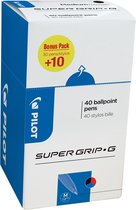 2x Pilot balpen Super Grip G medium met dop, value pack met 30 + 10 stuks in 3 geassorteerde kleuren
