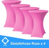 Statafelrok Luxe Roze x 4 - Statafel Tafelrok - Statafelhoes - Stretch –  ∅80 x 110 cm – geschikt voor Horeca Evenementen | Sta Tafel Hoes | Statafel | Staantafelhoes | Cocktailparty | Trouwe