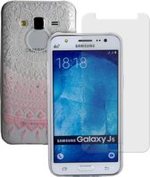 MP Case glasfolie tempered screen protector gehard glas voor Samsung Galaxy J5 + Gratis Mandala design TPU case hoesje voor Samsung Galaxy J5