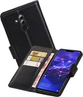 Echt Lederen Hoesje Wallet Case voor Huawei Mate 20 Lite Zwart