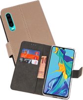 Booktype Telefoonhoesjes - Bookcase Hoesje - Wallet Case -  Geschikt voor Huawei P30 - Goud