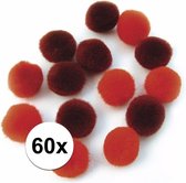 60x pompons artisanaux 15 mm rouge