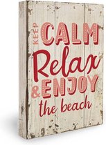 Keep Calm Beach Houten Decoratie 15 x 2,5 x 20 cm