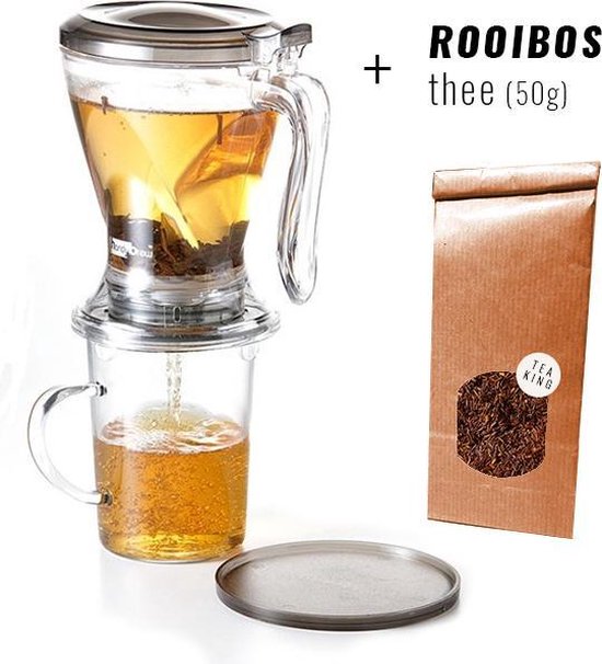 Handige theepot voor het zetten van losse thee + zakje losse rooibos thee |  bol.com