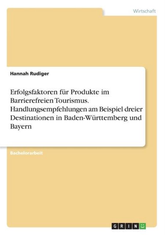 Erfolgsfaktoren fur Produkte im Barrierefreien Tourismus. Ha ... - cover