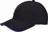 Benza luxe canvas sandwich Baseballcap - Zwart/Kobaltblauw