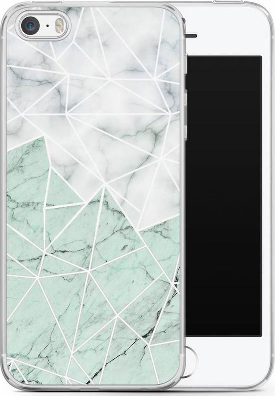 Dan Ironisch Doe mijn best iPhone 5/5S/SE siliconen hoesje - Marmer mint mix | bol.com