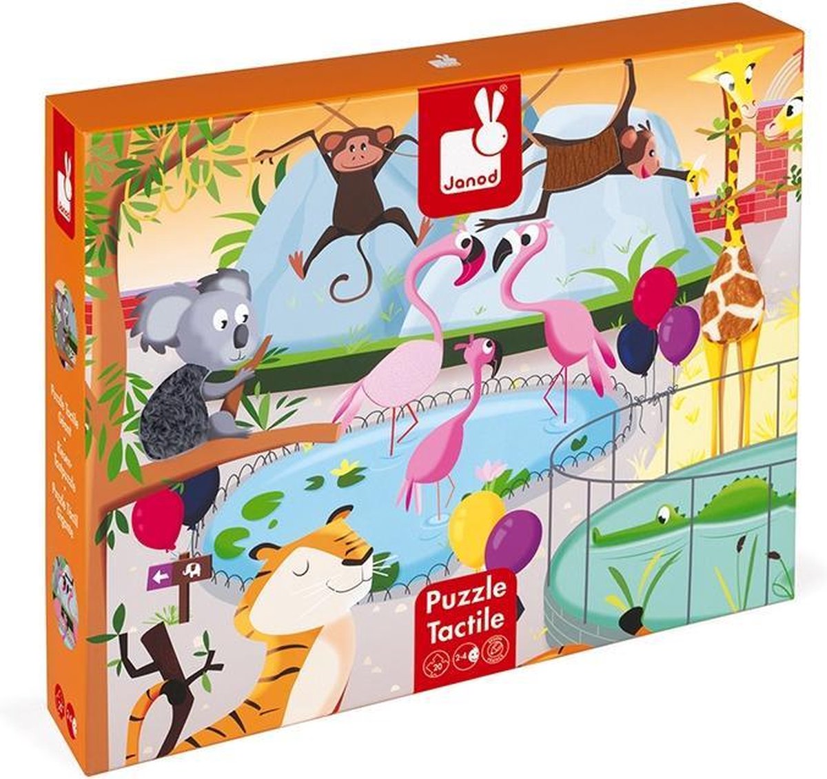 Janod - Voelpuzzel - Een dag in de dierentuin - 20 Grote stuks — afbeelding 4