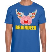 Foute Kerst t-shirt braindeer blauw voor heren S