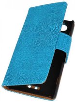 Devil Booktype Wallet Case Hoesjes voor Sony Xperia L S36H Turquoise