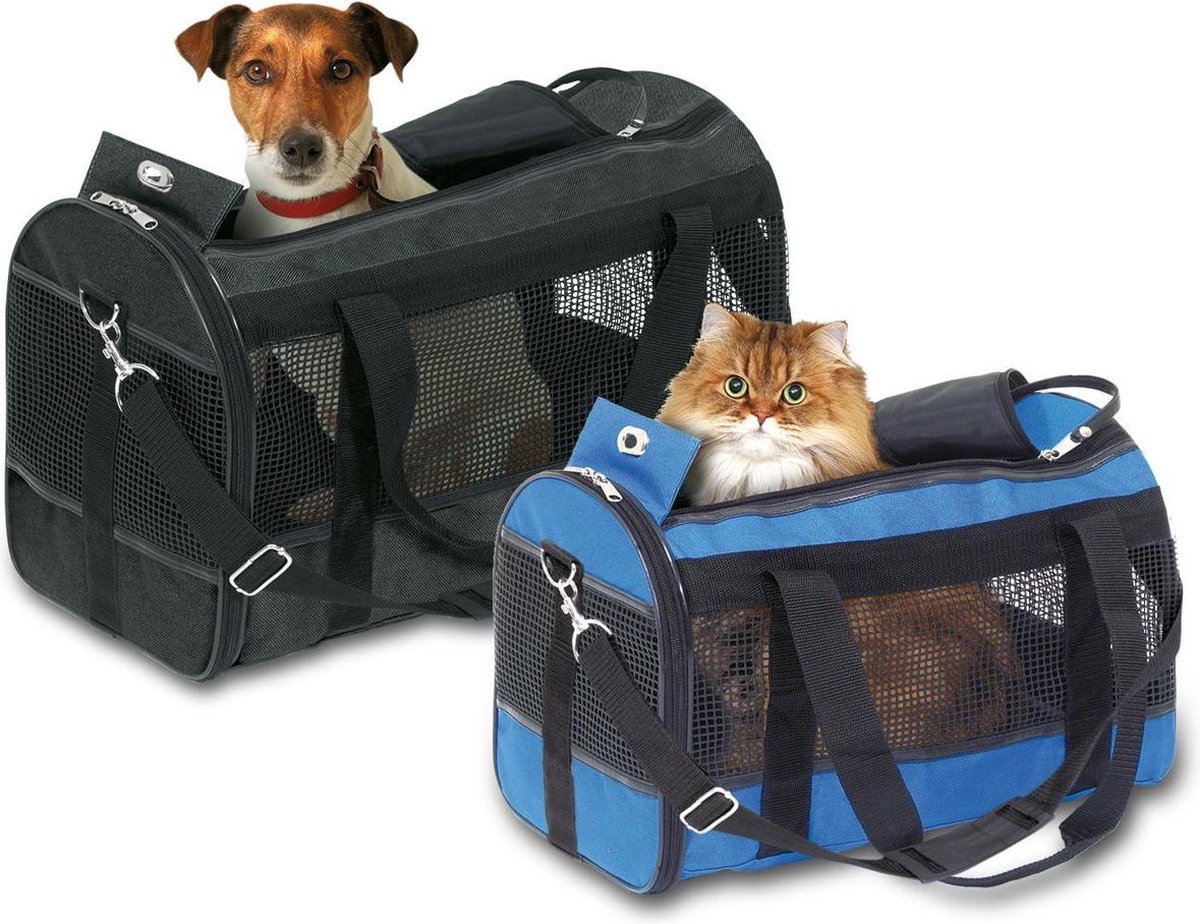 Flamingo Draagtas "Divina" voor Honden en Katten – Zwart – Maat S – 39 x 26 x 26 cm – Comfortabele Reistas
