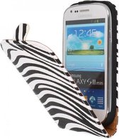 Zebra Flipcase Hoesjes Geschikt voor Samsung Galaxy S3 mini i8190 Wit