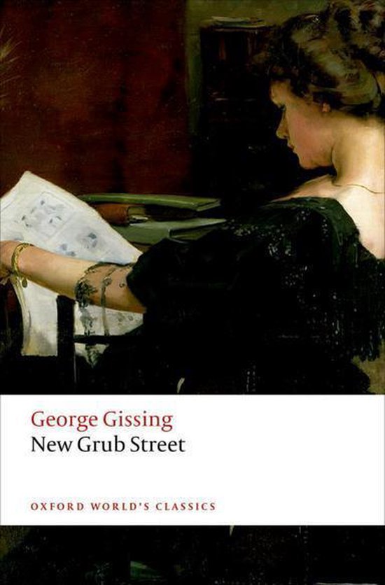 De cover van New Grub Street door George Gissing, met een schilderij van een vrouw die leest.