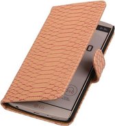 Snake Bookstyle Wallet Case Hoesjes voor LG V10 Licht Roze