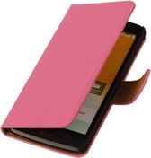 LG G4 Effen Booktype Wallet Cover Roze - Cover Case Hoes