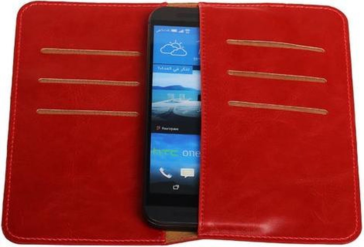 Rood Pull-up Medium Pu portemonnee wallet voor Sony Xperia E3