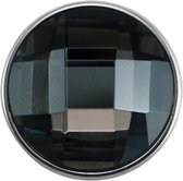Quiges - Dames Click Button Drukknoop 18mm Facet Geslepen Glas Grijs - EBCM044
