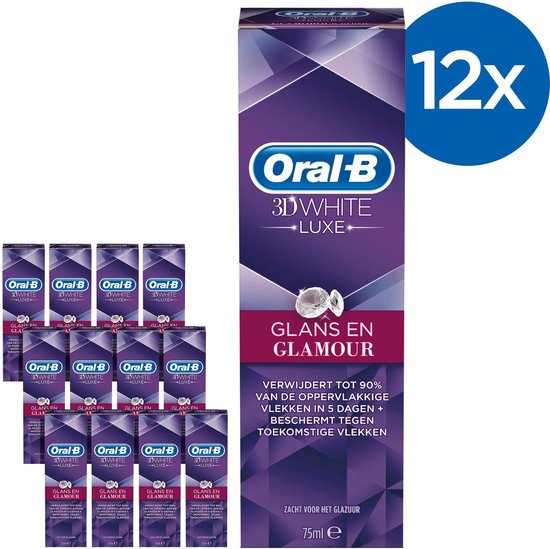 Oral B 3DWhite Luxe Glans en Glamour - Voordeelverpakking 12x75ml -  Tandpasta | bol.com