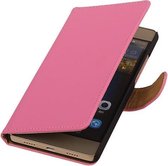 Huawei P8 Lite Effen Booktype Wallet Hoesje Roze