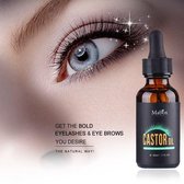 Mabox Wimperserum 30ml Castor olie 100% natuurlijk koud geperst voor wenkbrauwen en wimpers  inclusief borstels