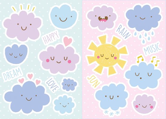 Kids Decor Muurstickers Wolken Happy 19-delig