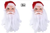 2x Masker Kerstman met muts en baard - Kerst man winter kerst feest festival kerstmuts baard carnaval kerstmis