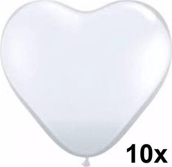 Hartjes ballonnen doorzichtig (transparant), 10 stuks, 28 cm