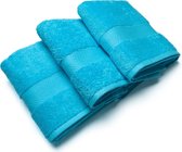 Casilin Royal Touch - Handdoek - Turquoise - Blauw - 50 x 100 cm - Set van 3