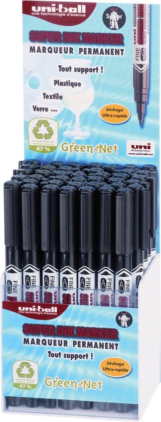 Uni-ball Super Ink marker permanent 09 mm zwart display van 36