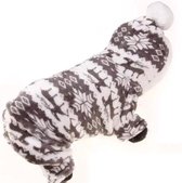 Designer wintertrui - Kerst trui - Honden trui - Warme wintertrui voor honden - Rendier design - L - Grijs