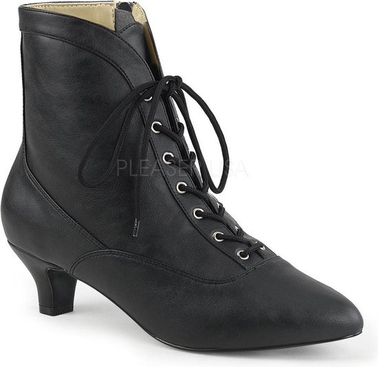 Fab-1005 enkellaars met veters en korte hak mat zwart - Steampunk Victoriaans - (EU 46 = US 15) - Pleaser Pink Label