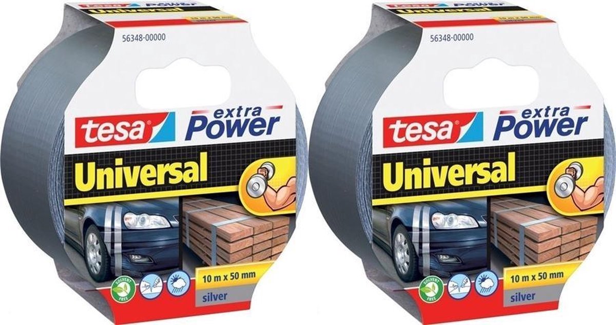 Tesa Extra Power Universal tape grijs 50 m x 50 mm 2 stuks