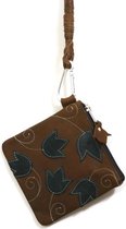 RO enSO leren Keycord bag nektas - flower - cognac 13x13