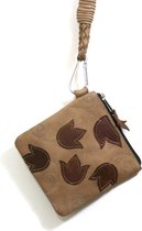 RO enSO leren Keycord bag nektas - flower - taupe 13x13