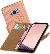 Mobieletelefoonhoesje.nl - Samsung Galaxy S8 Plus Hoesje Slang Bookstyle Licht Roze