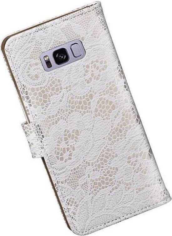Lace Bookstyle Wallet Case Hoesjes Geschikt voor Samsung Galaxy S8 Plus Wit