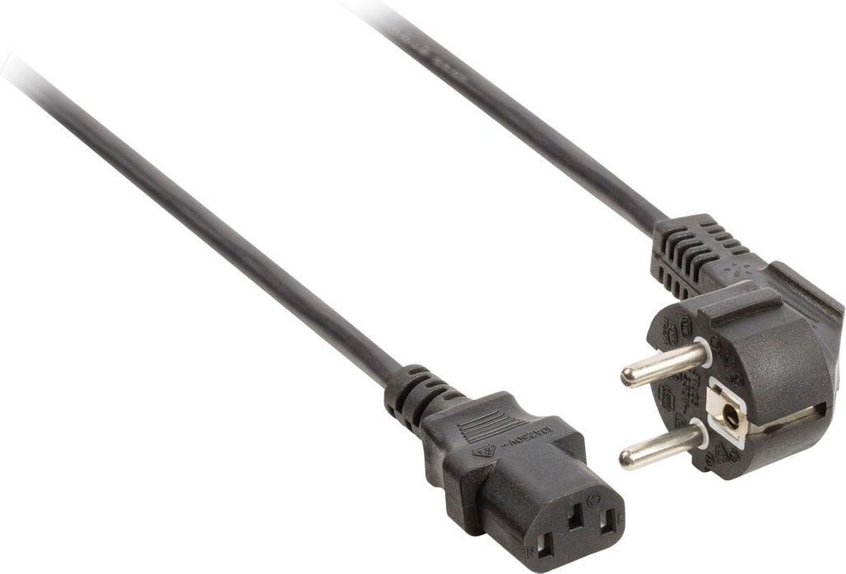 Valueline stroomkabel Schuko gehoekt mannelijk - IEC-320-C13 2,00 m zwart